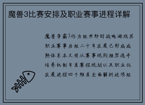 魔兽3比赛安排及职业赛事进程详解